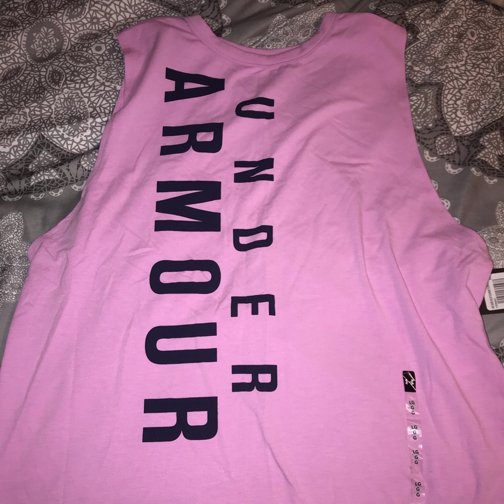 Pink Under Armor muscle t-shirt